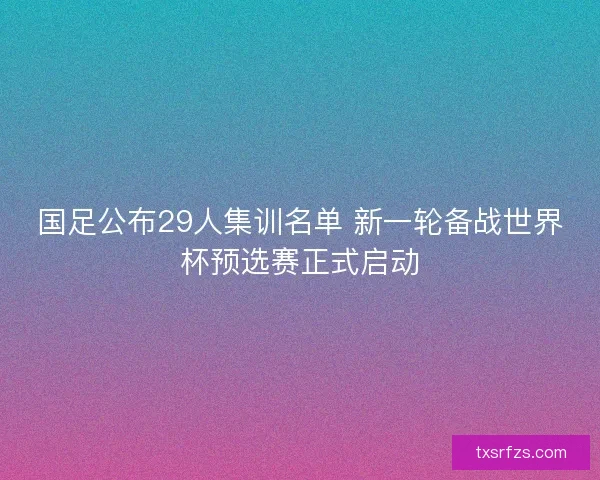 国足公布29人集训名单 新一轮备战世界杯预选赛正式启动