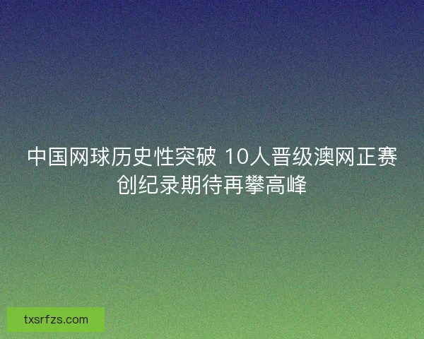 中国网球历史性突破 10人晋级澳网正赛创纪录期待再攀高峰