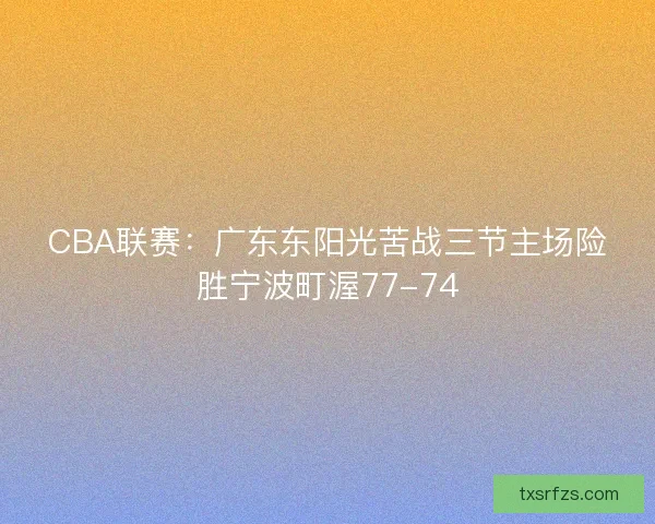 CBA联赛：广东东阳光苦战三节主场险胜宁波町渥77-74