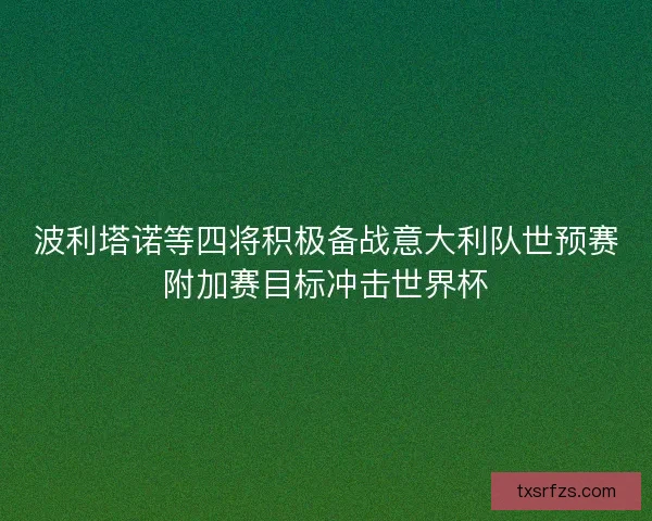 波利塔诺等四将积极备战意大利队世预赛附加赛目标冲击世界杯