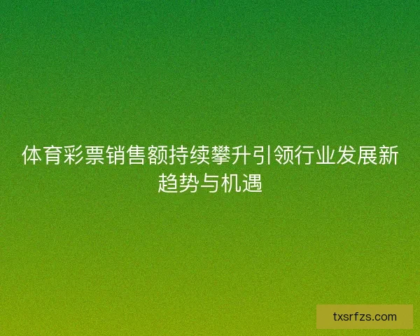 体育彩票销售额持续攀升引领行业发展新趋势与机遇 体育彩票销售额持续攀升引领行业发展新趋势与机遇